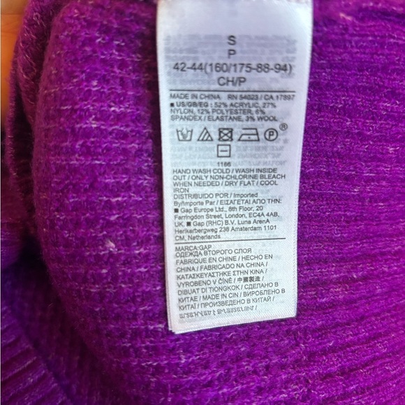 GAP Women’s Vibrant Purple Wool Mock Neck Waffle Knit Sweater size Small - Picture 4 of 11